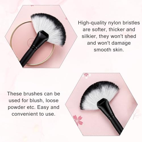 Ymapinc 2-Piece Fluffy Fan Makeup Brush Set for Highlighter & Powder