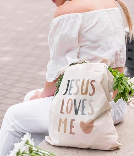 Jesus Love Me Bible Tote Bag - Inspirational Christian Church Gift