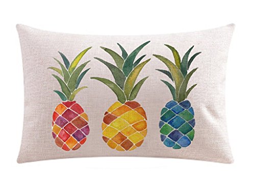 Andreannie Pineapple Ink Painting Cotton Linen Lumbar Pillow Cover 12x20