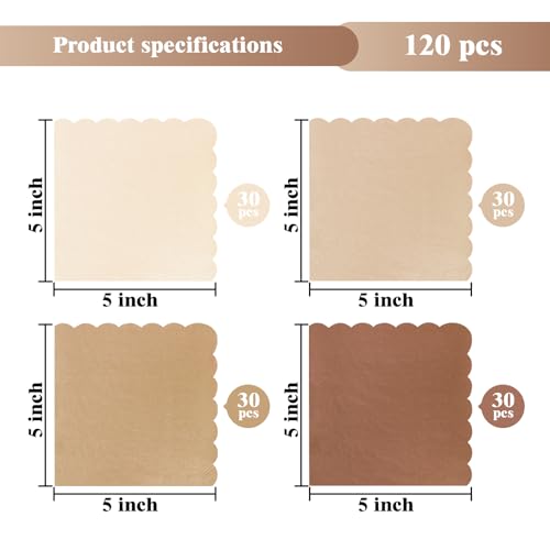 Gradient Brown Cocktail Napkins 120PCS 2-Ply Disposable Party Beverages