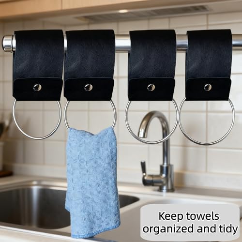 2 Pcs Farmhouse Kitchen Towel Holder, Over Cabinet Door Towel Ring Hanger