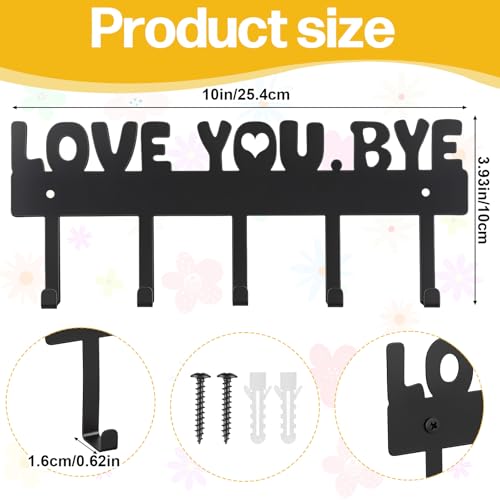 Black Wall-Mounted Key Holder with 5 Hooks - Durable Metal Key Rack