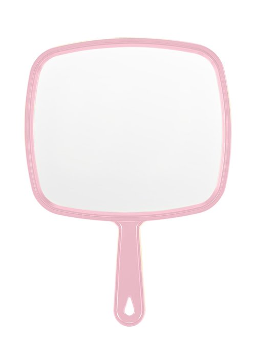 BEFUI Extra Large Handheld Mirror，Hand Salon Mirror with Handle for Barbers, Hairdressing (Pink，12.4" Lx 9" W)