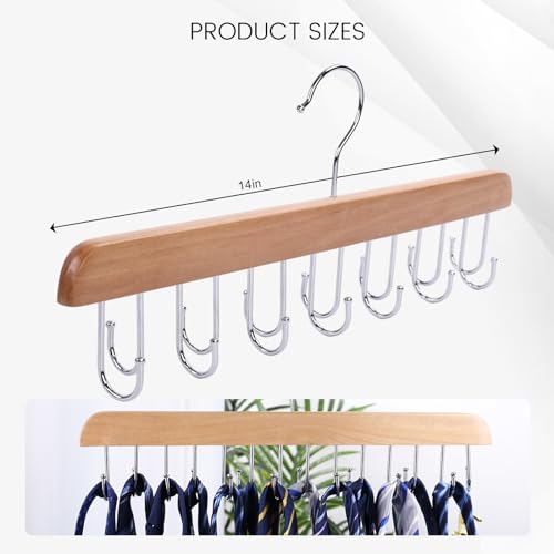 JOHOUSE Wooden Belt Organizer for Closet - Holds 42 Belts & Accessories