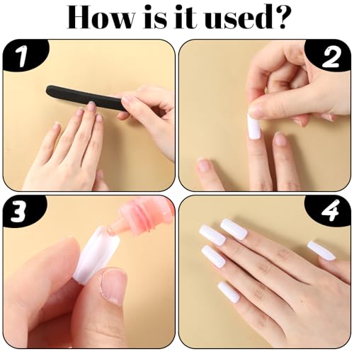Thinp 120 Pcs Medium Square White French Tip Press on Nails