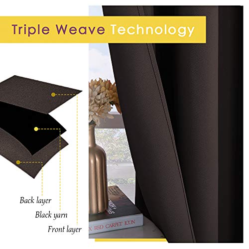 NICETOWN Thermal Insulated Blackout Curtain Panels, 70x95 Inch, Toffee Brown, 2 Panels