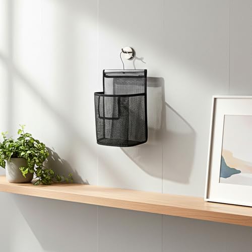 Compact Mesh Shower Caddy - PVC Bathroom Storage Organizer with Hooks for Travel, Dorm, Gym
