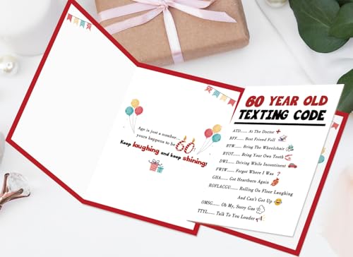 Funny 60th Birthday Card - Hilarious Texting Code Design for Men & Women