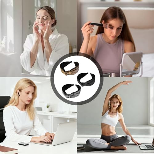 Elegant Bow Headband 3-Pack Non-Slip Wide Hair Bands for Women