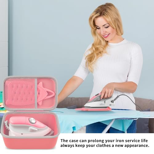 GWCASE Case Compatible with Newbealer/for Sunbeam Hot-2-Trot/for Oliso M3Pro M2 Mini Travel Iron for Sewing, Carrying Holder for Small Craft Quilting Irons with Steam& Silicone Rest (Box Only)- Coral