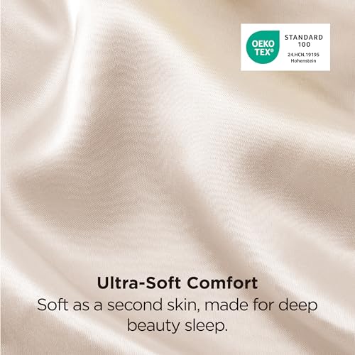 Bedsure Queen Satin Pillowcases Set of 2 - Beige (20" x 30")