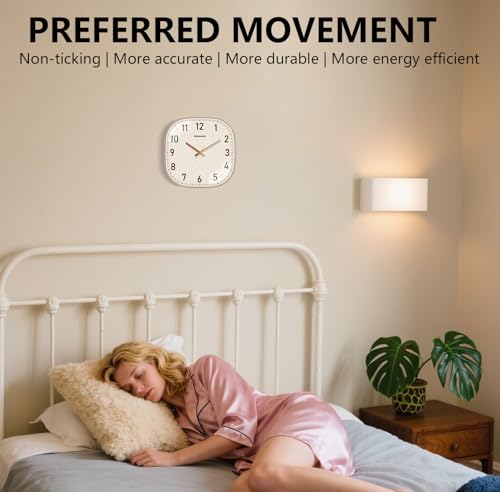 Mabpedo 8 Inch Rose Gold Square Silent Wall Clock - Battery Operated