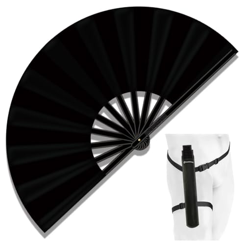 13" Folding Rave Fan with Holster - Durable Clack Sound for Festivals