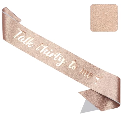 Rose Gold Glitter 30th Birthday Sash for Women - Elegant Party Decor