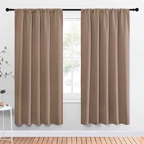 NICETOWN Blackout Curtain Panels Set of 2 - Cappuccino, 52x72 Inches, Thermal Insulated Bedroom Drapes