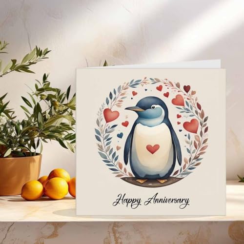 Purple Fox Anniversary Card - Romantic 145mm x 145mm for Husband or Wife