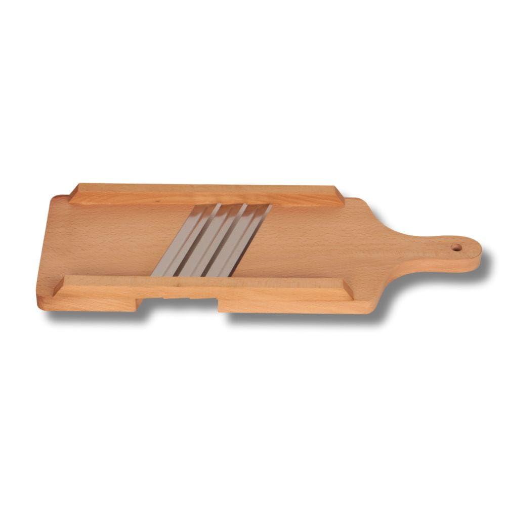 Wooden Cabbage Shredder, Vegetable Slicer for Food Preparation, Sauerkraut, Coleslaw, Salads. Pre-Oiled. Three Blades. A Cut Resistant Glove.
