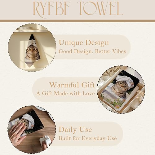 Funny Tabby Cat Hand Towel - Cat Bath Decorative Floral Kitchen Towel 16x24