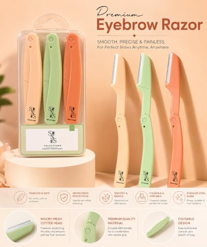 Dermaplane Razor for Women 3-Pack - Facial Hair & Eyebrow Trimmer