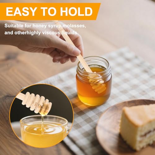 8-Piece Wooden Honey Dipper Set - 6-Inch Honey Spoon Sticks