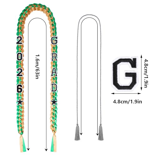 2026 Graduation Ribbon Lei Set with Tassel & Embroidery Patches