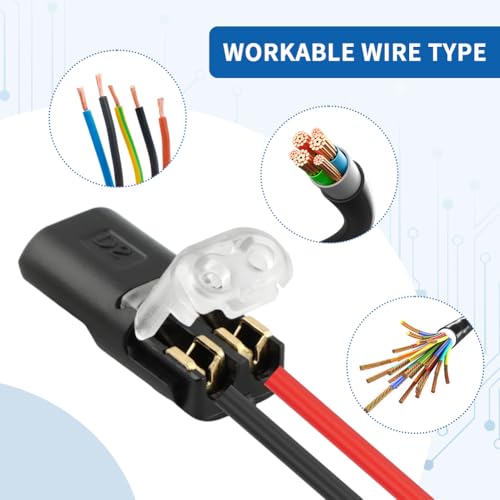30 Pcs 2-Pin Locking Wire Connectors for LED Light Strips