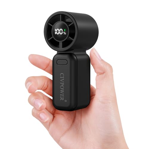 CIVPOWER Portable Handheld Mini Fan - USB Rechargeable Turbo Cooling, Black