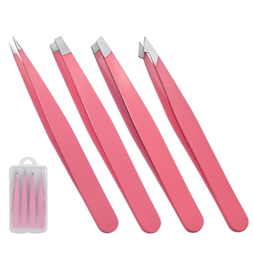 BRHEMA 4-Piece Professional Eyebrow Tweezers Set with Precision Tips
