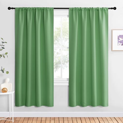 NICETOWN Forest Green Blackout Curtains, 34"W x 72"L, 1 Pair - Thermal Insulated Drapes for Living Room