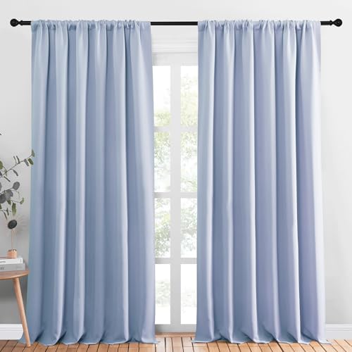 NICETOWN Vintage Blue Blackout Curtains, Set of 2, 70" x 95"
