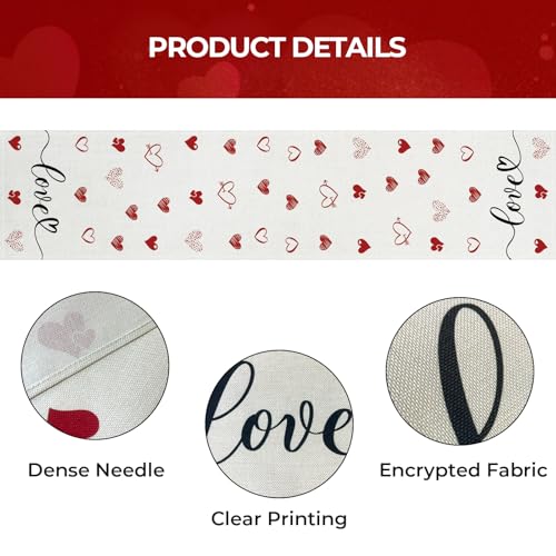 Valentine Table Runner 13x36 Inch Heart Dining Decor Polyester