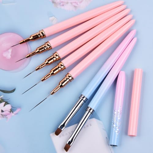 Ycyan 7-Piece Nail Art Brush Set - Liner and Clean Up Brushes