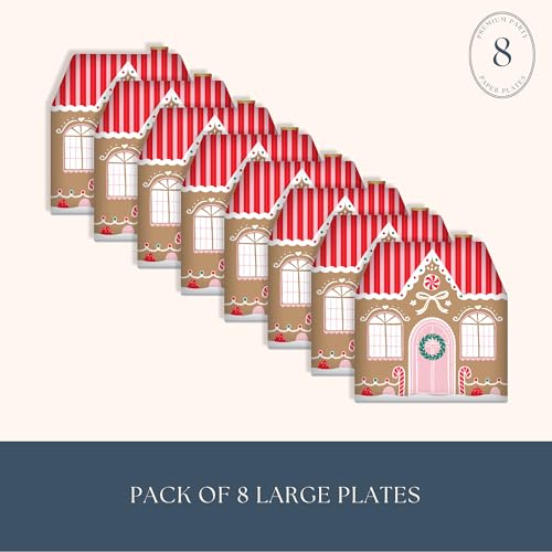 Gingerbread House Paper Plates - 8 Pack for Holiday Parties & Christmas Dinner