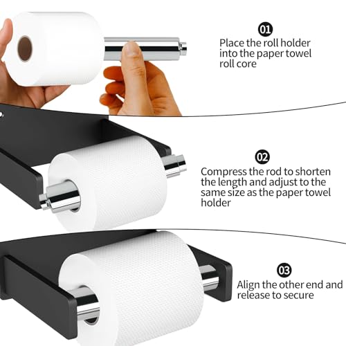 2PCS Adjustable Toilet Paper Holder Spring Rod - Durable Plastic Replacement Roller
