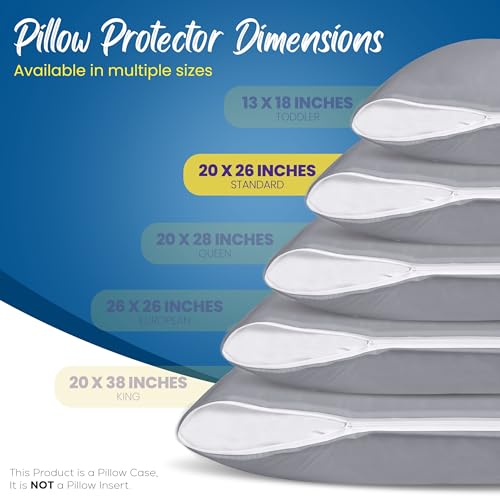 Utopia Bedding Waterproof Pillow Protectors, Standard Size, Gray (Set of 4)