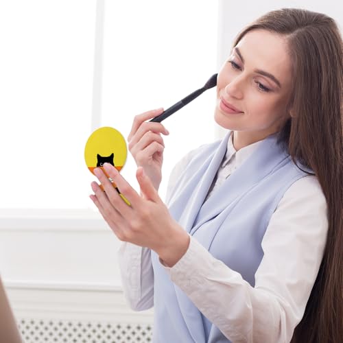 Black Cat Compact Mirror - Dual Sided 1x/2x Magnifying Pocket Mirror
