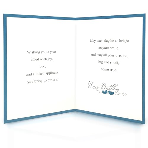 Elegant Blue Birthday Card with Silver Hearts - Heartfelt Wishes