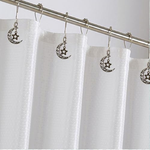 Celestial Moon and Stars Shower Curtain Hooks - 12 Pcs Bronze Set