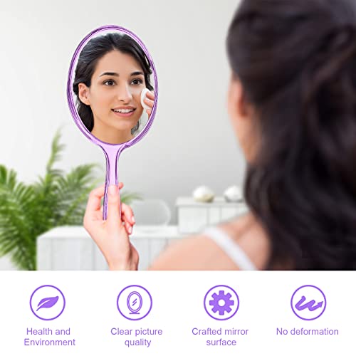 D Purple Hand Held Makeup Mirror Double Sided 1X 2X Magnification