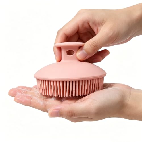 Silicone Body Scrubber & Scalp Massager - 2-in-1 Exfoliating Shower Loofah for Sensitive Skin (Brown)