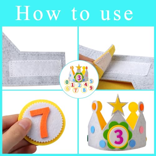 Felt Birthday Crown Hat with Replaceable Numbers for Kids