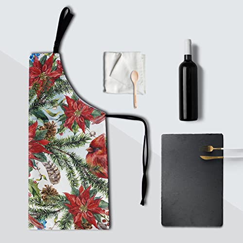 Waterproof Unisex Apron with 2 Pockets - Red Birds Pattern, Kitchen & BBQ
