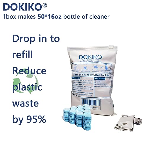 DOKIKO Eco-Friendly Glass Cleaner Refill Tablets - 50 Packs