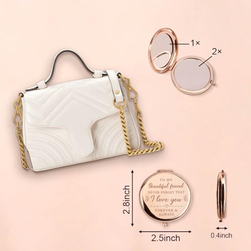 QONCV Friendship Compact Makeup Mirror Butterfly Gift for Best Friends