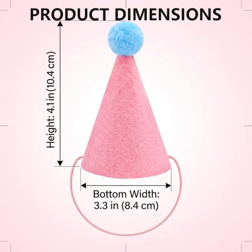 6 Mini Colorful Felt Party Hats for Pets & Dolls - Adjustable