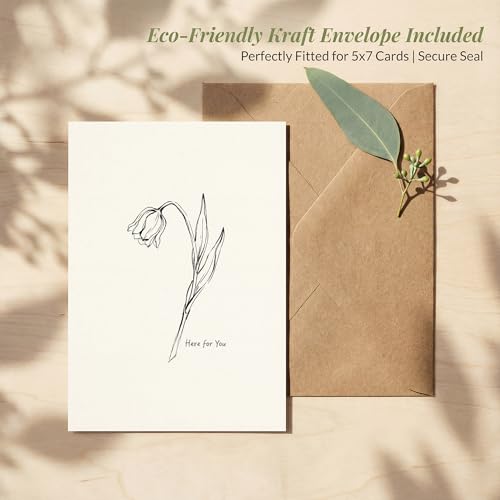 Minimalist Sympathy Card - Here for You | 5x7 Heavyweight Cardstock