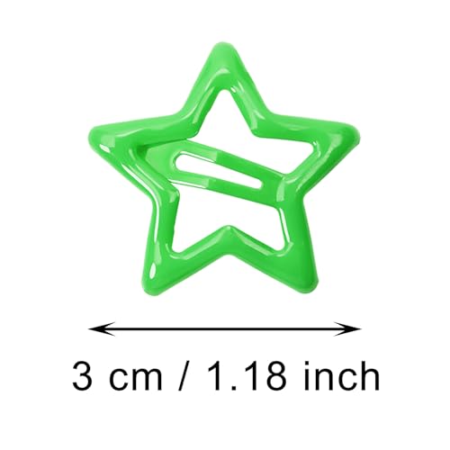 Penta Angel Green Metal Star Hair Clips 12Pcs Y2K Snap Barrettes