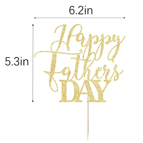 Happy Father's Day Gold Glitter Cake Topper for Dad Birthday Party