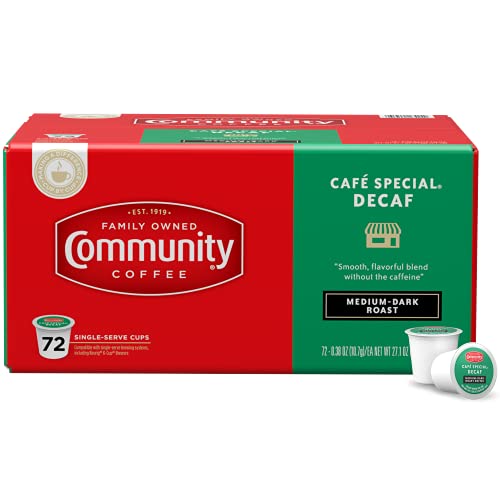 Community Coffee Café Special Decaf K-Cup Pods 72 Count Medium Dark Roast