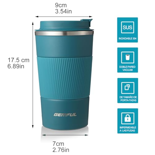 GEMFUL 17oz Insulated Stainless Steel Travel Coffee Mug - Blue